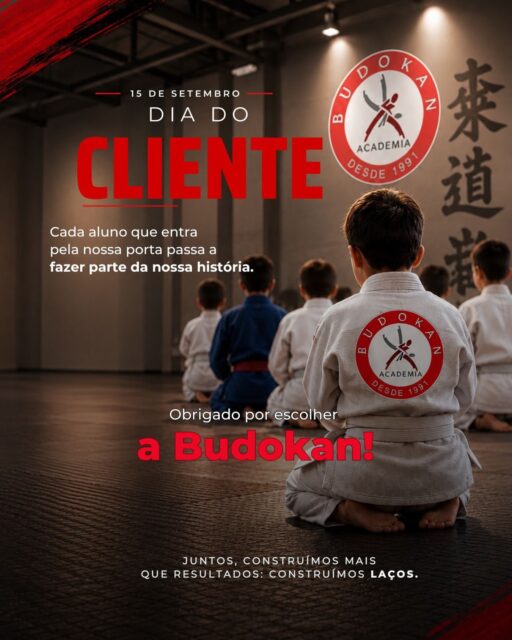 Cada aluno que chega à Budokan passa a fazer parte de uma história construída com respeito, dedicação e evolução. ❤️Nas artes marciais, o aprendizado vai além da técnica: fortalece a confiança, a disciplina e os laços criados dentro da academia.Neste Dia do Cliente, nosso agradecimento a cada um que escolhe crescer com a Budokan.