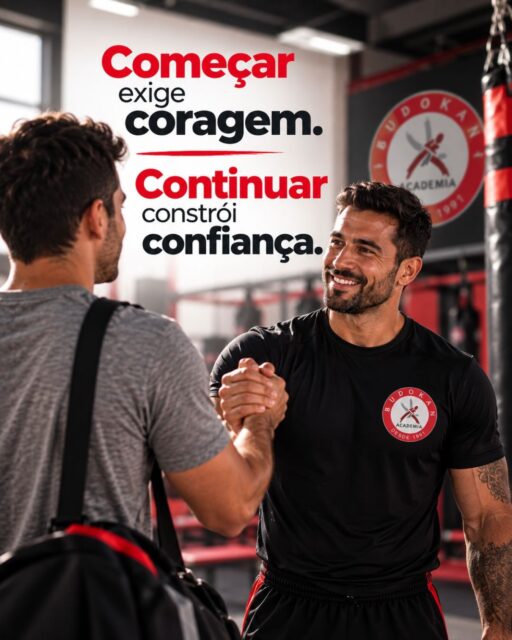 “Começar exige coragem. Continuar constrói confiança.”O mais difícil nem sempre é o treino. Às vezes, é simplesmente decidir começar.
A confiança não aparece antes do primeiro passo, ela é construída a cada treino, a cada desafio e a cada vez que você escolhe não desistir.Na Budokan, evolução também é perceber que hoje você consegue aquilo que ontem parecia difícil.
E para você: o mais difícil é começar ou continuar?